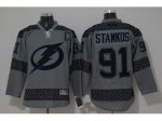 NHL Tampa Bay Lightning #91 Steven Stamkos Charcoal Cross Check