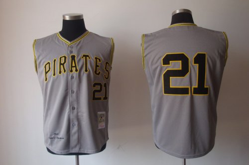mlb pittsburgh pirates #21 clemente m&n grey 1962 jerseys [vest