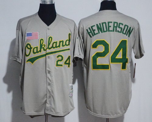 Baseball Oakland Athletics #24 Rickey Henderson Grey 2020 Stitched Jersey