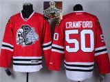 NHL Chicago Blackhawks #50 Corey Crawford Red(White Skull) 2014