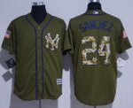 Men MLB New York Yankees #24 Gary Sanchez Majestic Green Salute to Service Cool Base Jerseys