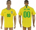 Custom Brazil 2018 World Cup Soccer Jersey Yellow Short Sleeves