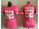 2015 women nike nfl green bay packers #52 clay matthews pink jerseys