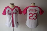 women mlb st.louis cardinals #23 freese white and pink cheap jer