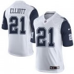 Men's Nike Dallas Cowboys #21 Ezekiel Elliott White Stitched NFL Rush Jersey