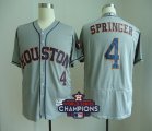Men MLB Houston Astros #4 George Springer Grey 2017 World Series Champions Flex Base Jersey