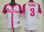 women mlb philadephia phillies #3 pence white and pink cheap jer