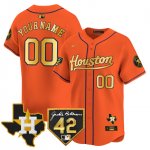 Custom Houston Astros Orange Gold 2024 Jackie Robinson Patch Vapor Premier Limited Stitched Jersey