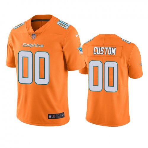 Miami Dolphins #00 Men\'s Orange Custom Color Rush Limited Jersey