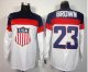 nhl team usa olympic #23 brown white jerseys [2014 winter olympi