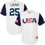 Men's USA Baseball #25 Jonathan Lucroy Majestic White 2017 World Baseball Classic Stitched Jersey