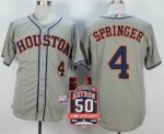 mlb houston astros #4 george springer grey cool base 50th anniversary patch jerseys