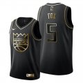 Men Sacramento Kings #5 De Aaron Fox Golden Edition Black Jersey