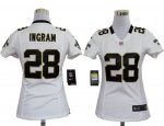 nike women nfl new orleans saints #28 ingram white jerseys