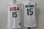 rio 2016 usa basketball #15 carmelo anthony white stitched jersey