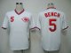 Men's MLB Cincinnati Reds #5 Johnny Bench White Mitchell and Ness Throwback Jersey