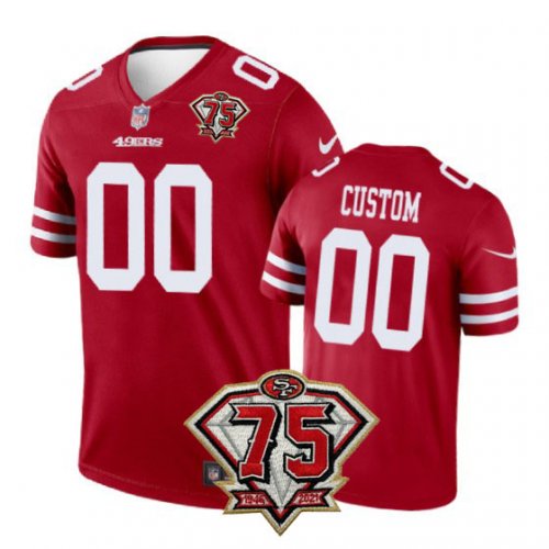 San Francisco 49ers #00 Custom Nike color rush Scarlet 75th Anniversary Jerseys