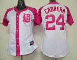 women mlb detroit tigers #24 cabrera white and pink cheap jersey