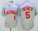 Men's MLB Cincinnati Reds #5 Johnny Bench Grey Mitchell and Ness 1969 Throwback Jerseys
