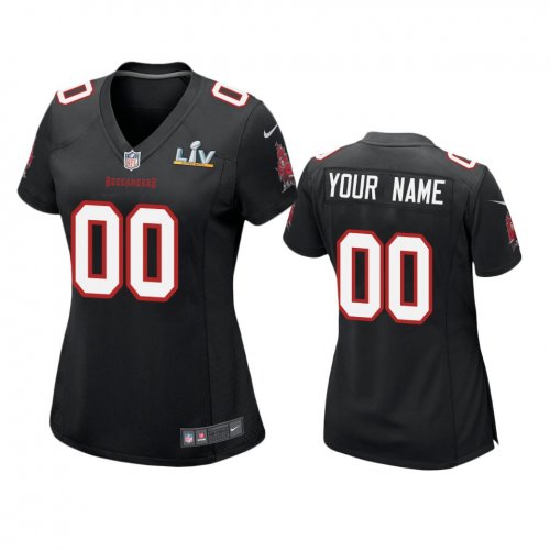 Women\'s Tampa Bay Buccaneers Custom Black Super Bowl LV Game Fashion Jersey