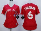 women mlb toronto blue jays #6 marcus stroman red majestic cool base jerseys