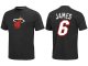 nba miami heat #6 leBron james black T-Shirt