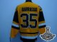 Mitchell&Ness Men Pittsburgh Penguins #35 Tom Barrasso Yellow 2017 Stanley Cup Finals Champions Stitched NHL Jersey