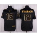 nike nfl dallas cowboys #12 roger staubach black pro line gold collection elite jerseys