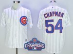 Men's MLB Chicago Cubs #54 Aroldis Chapman Majestic White Cool Base 2016 World Series Champions Jersey
