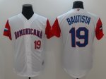 Men's Dominican Republic Baseball #19 Jose Bautista Majestic White 2017 World Baseball Classic Stitched Jersey