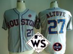 Men Houston Astros #27 Jose Altuve Grey 2017 World Series and And Houston Astros Strong PatchMLB Jersey