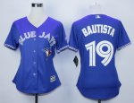women mlb toronto blue jays #19 jose bautista blue majestic cool base jerseys
