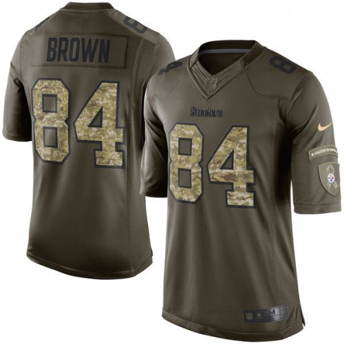 nike pittsburgh steelers #84 brown army green salute to service