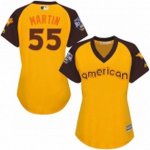 women's majestic toronto blue jays #55 russell martin authentic yellow 2016 all star american league bp cool base mlb jerseys