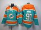 nike nfl miami dolphins #91 wake orange-green [pullover hooded s