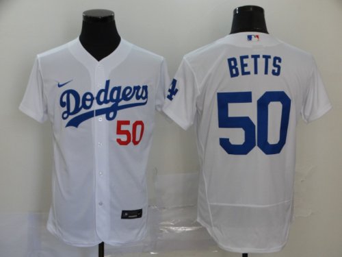 Men\'s Los Angeles Dodgers #50 Mookie Betts White 2020 Stitched Baseball Jersey