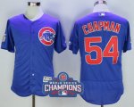 Men's MLB Chicago Cubs #54 Aroldis Chapman Majestic Alternate Blue Flex Base Authentic Collection 2016 World Series Champions Jersey