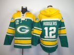 nike nfl green bay packers #12 rodgers yellow-green [pullover ho