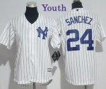 Youth MLB New York Yankees #24 Gary Sanchez Majestic Home White Cool Base Jerseys