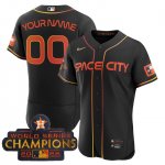 Custom Stitched Houston Astros Authentic Black Red 2023 Space City Champions Jerseys