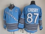 Men Pittsburgh Penguins #87 Sidney Crosby Light Blue CCM Throwback Stitched NHL Jersey