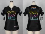 nike women nfl seattle seahawks #12 fan fashion black jerseys