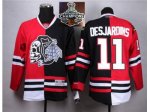 NHL Chicago Blackhawks #11 Desjardins Red Black Split White Shul