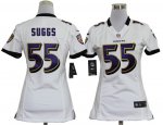 nike women nfl baltimore ravens #55 suggs white jerseys