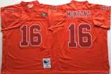Football Mens San Francisco 49ers #16 Joe Montana Mitchell & Ness Red Throwback Jersey Red Number