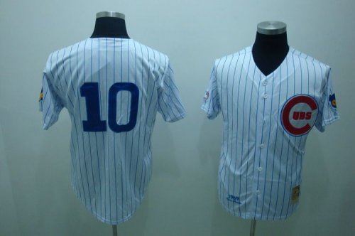 Baseball Jerseys chicago cubs santo #10 m&n white(blue strip)