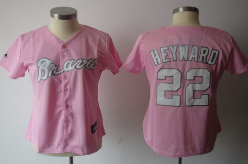 women Baseball Jerseys atlanta braves #22 heyward pink