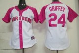 women mlb seattle mariners #24 griffey white and pink cheap jers