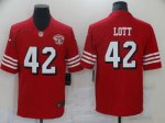Football New San Francisco 49ers #42 Lott Red Jersey 75th Patch