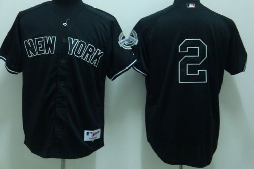 Baseball Jerseys new york yankees #2 jeter black(2009 logo)